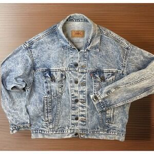 Vintage Levis Jean Jacket Denim Trucker Acid Wash Y2K 90s‎ WPL423 Men Sz L USA